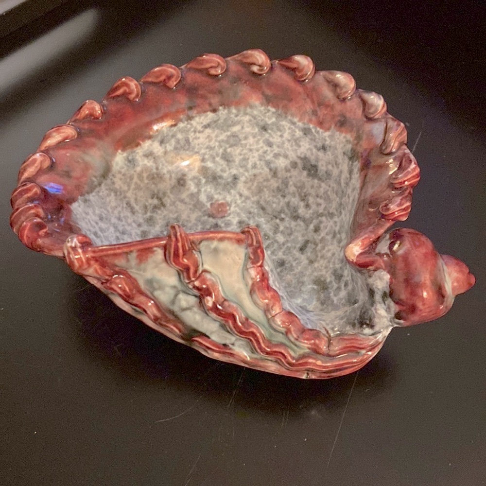 Vintage Italian Fratelli Fanciullacci Retro Glazed Pottery Conch Sea Shell Dish